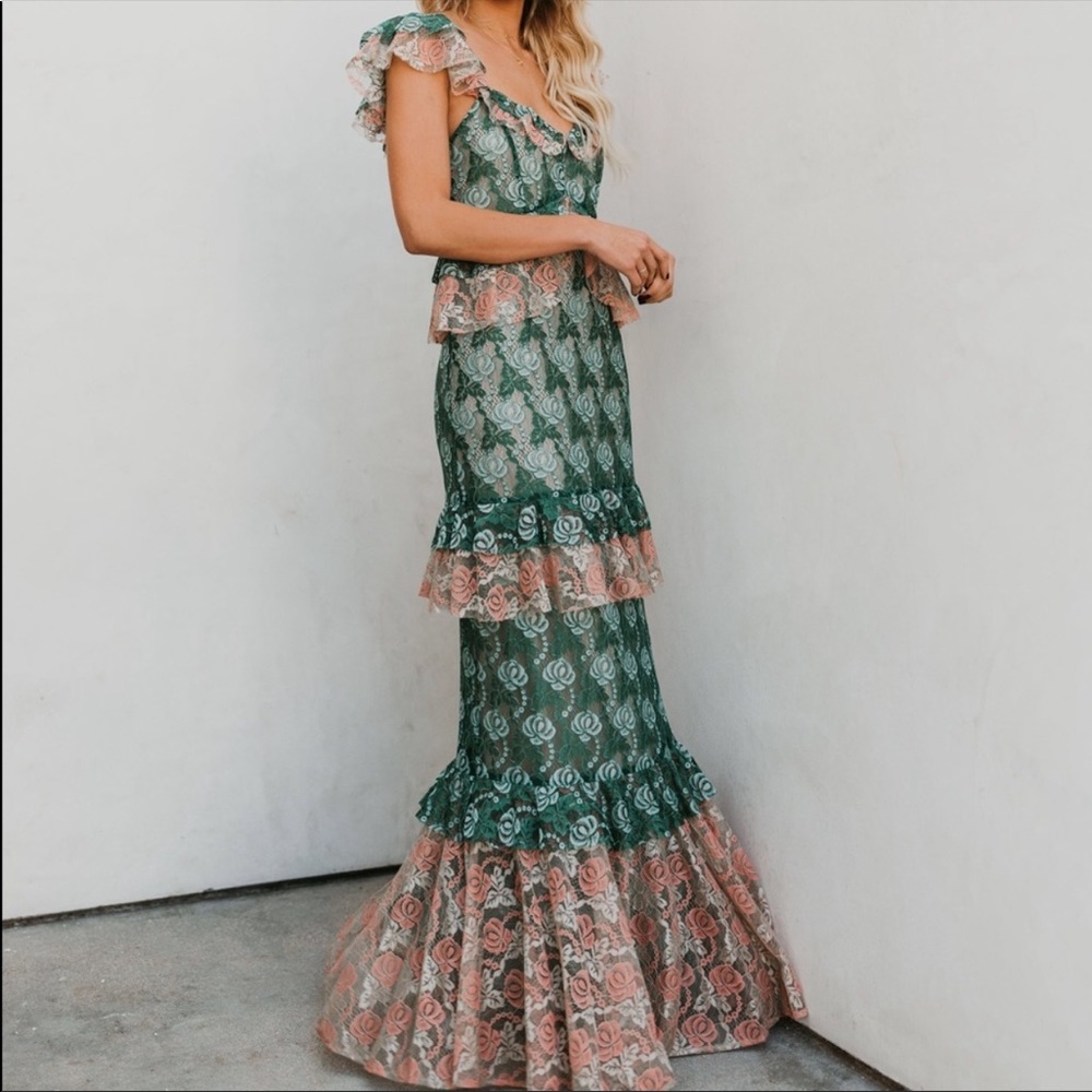 VICI Tiered Lace Maxi Dress